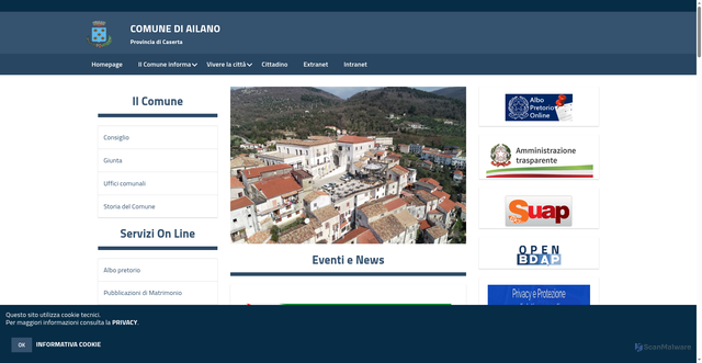 Security scan screenshot of https://www.comune.ailano.ce.it/hh/index.php