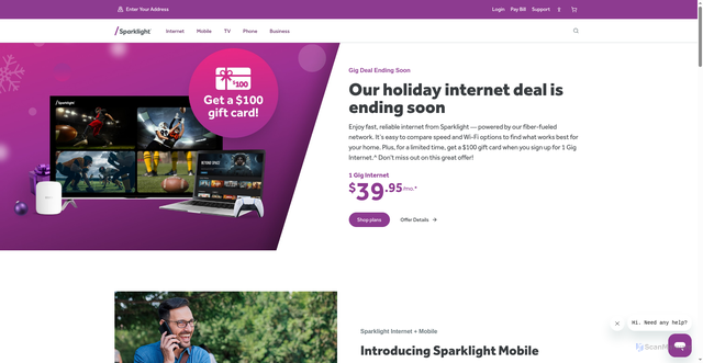 Security scan screenshot of https://www.sparklight.com