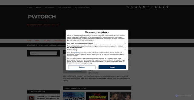 Security scan screenshot of https://pwtorch.com