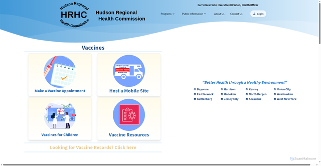 Security scan screenshot of https://hudsonregional.gov/