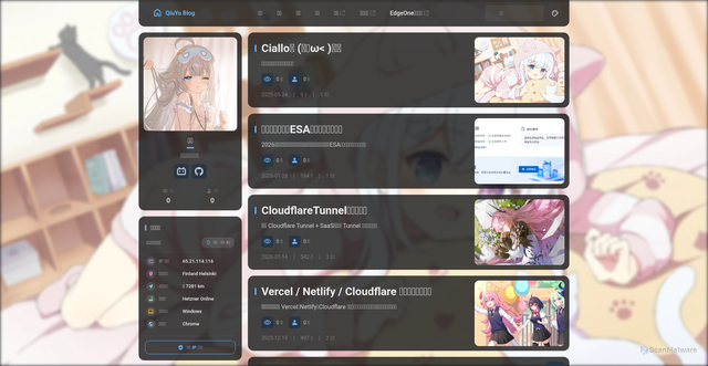 Security scan screenshot of https://fuwari1-v38em3nerm.edgeone.app/