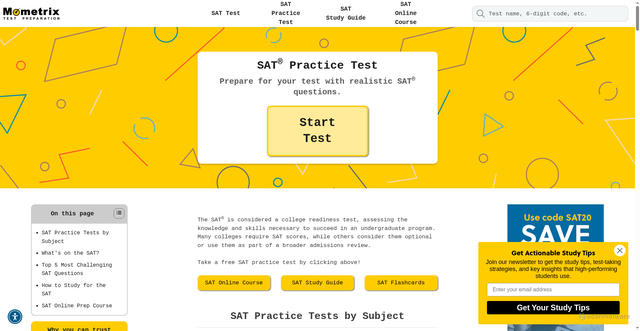 Security scan screenshot of https://www.mometrix.com/academy/sat-practice-test/