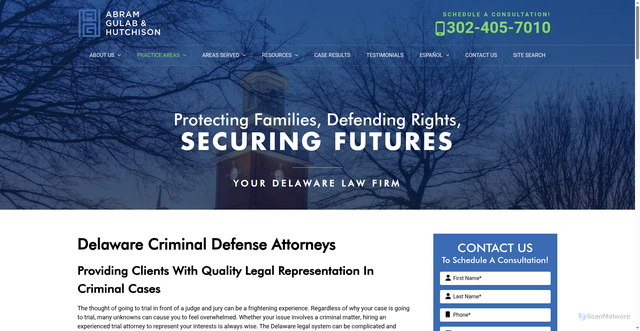 Security scan screenshot of https://agh.law/criminal-defense/
