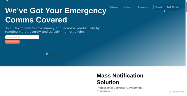 Security scan screenshot of https://klaxon.io