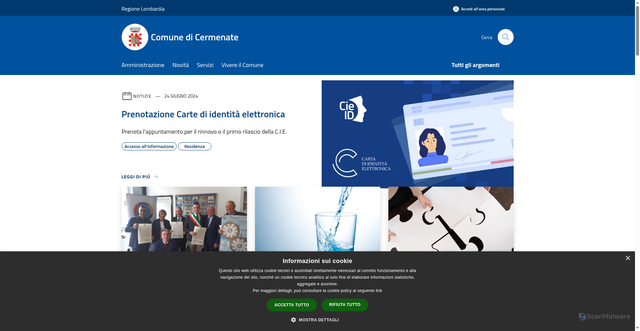 Security scan screenshot of https://www.comune.cermenate.co.it/it