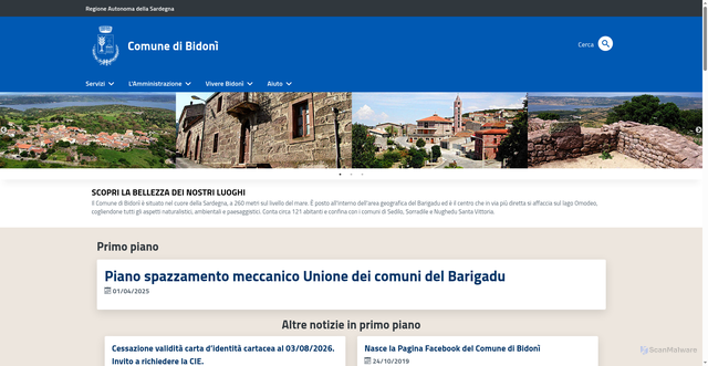 Security scan screenshot of https://www.comune.bidoni.or.it/
