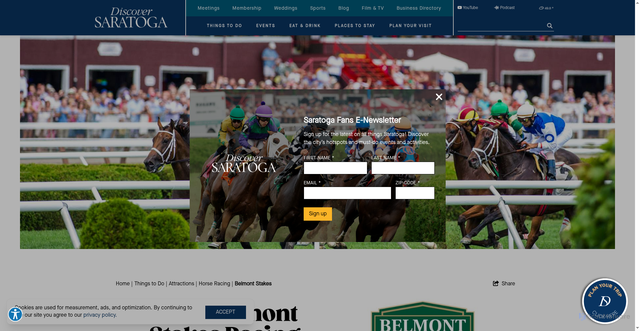 Security scan screenshot of https://www.discoversaratoga.org/things-to-do/attractions/horse-racing/belmont-stakes/