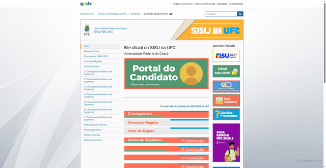 Security scan screenshot of https://sisu.ufc.br/