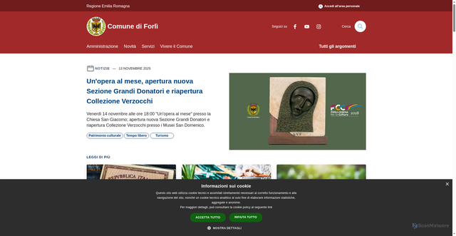Security scan screenshot of https://www.comune.forli.fc.it/it