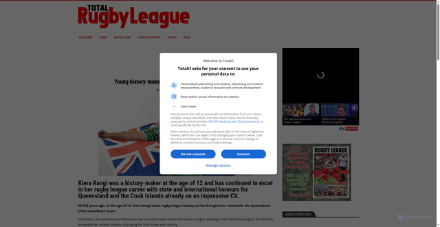 Security scan screenshot of https://www.totalrl.com/young-history-maker-playing-part-in-cook-islands-rise/