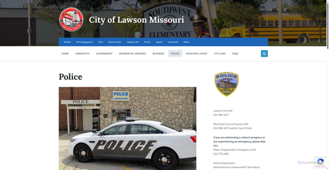 Security scan screenshot of https://lawsonmo.gov/police/