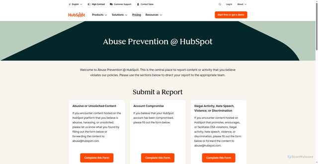 Security scan screenshot of https://d2z6yb04.eu1.hubspotlinks.com