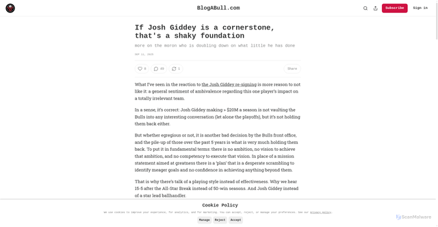 Security scan screenshot of https://www.blogabull.com/p/if-josh-giddey-is-a-cornerstone-thats