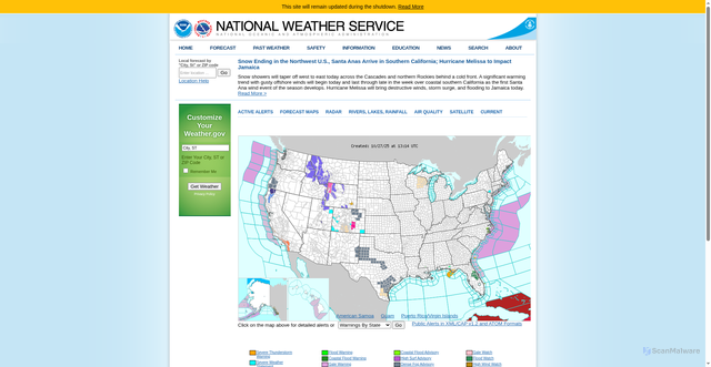 Security scan screenshot of https://www.weather.gov/