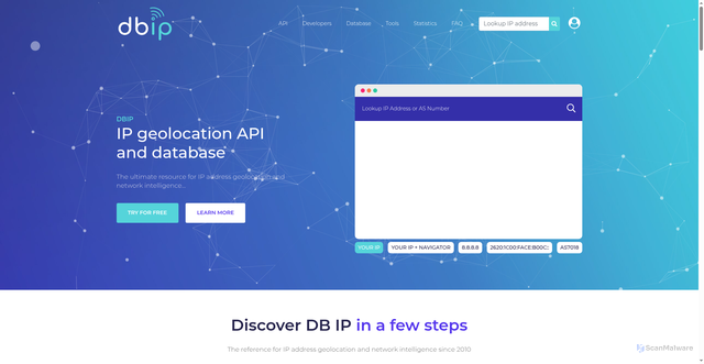 Security scan screenshot of https://db-ip.com