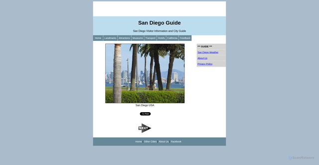 Security scan screenshot of https://sandiego.californiausa.ca/guide/index.html
