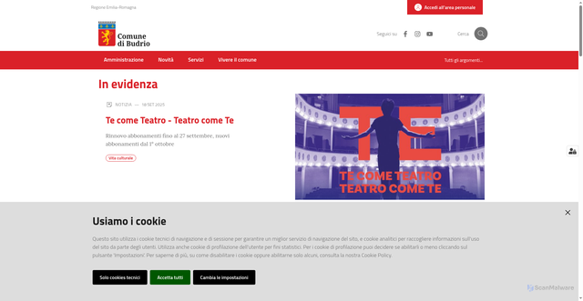 Security scan screenshot of https://www.comune.budrio.bo.it/