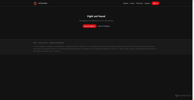 Security scan screenshot of https://ochtagon.com/fights/esteban-ribovics-vs-terrance-mckinney