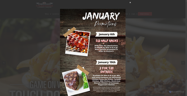 Security scan screenshot of https://theallamericansteakhouse.com/