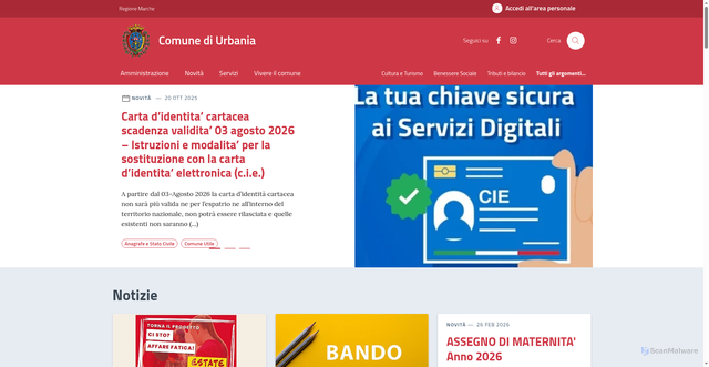 Security scan screenshot of https://www.comune.urbania.ps.it