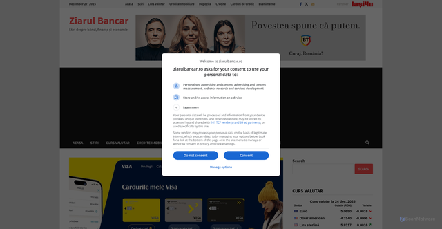 Security scan screenshot of https://ziarulbancar.ro/raiffeisen-bank-ofera-in-premiera-pentru-romania-acces-la-platforma-de-beneficii-my-visa-direct-din-aplicatia-smart-mobile/