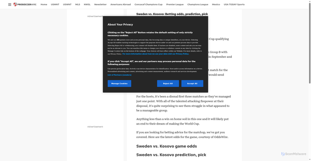 Security scan screenshot of https://prosoccerwire.usatoday.com/story/sports/2025/10/13/sweden-vs-kosovo-betting-odds-prediction-pick/86667947007/