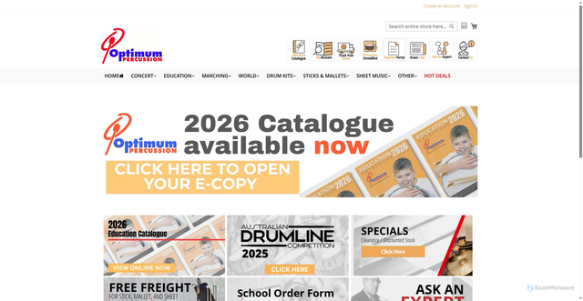 Security scan screenshot of https://optimumpercussion.com.au