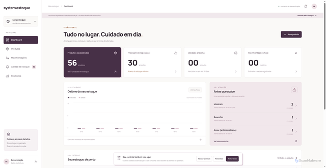 Security scan screenshot of https://systemestoque.io/