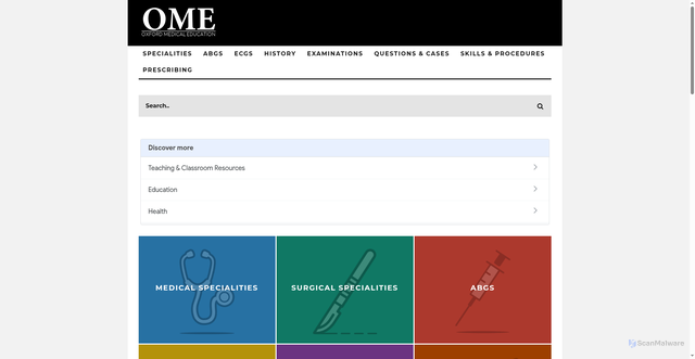 Security scan screenshot of https://oxfordmedicaleducation.com
