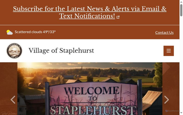 Security scan screenshot of https://villageofstaplehurst.gov/