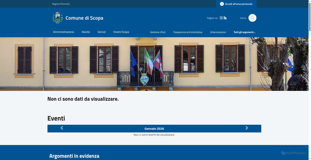 Security scan screenshot of https://www.comune.scopa.vc.it/