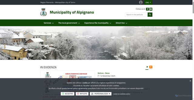 Security scan screenshot of https://www.comune.alpignano.to.it/it-it/home