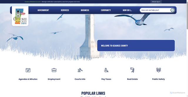 Security scan screenshot of https://ozaukeecounty.gov/
