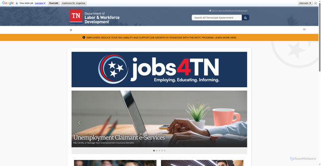 Security scan screenshot of http://www.jobsfortn.gov/
