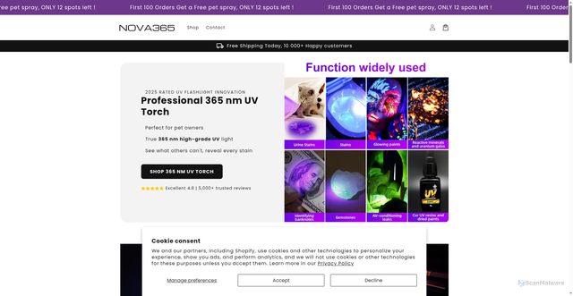 Security scan screenshot of https://nova365.shop/