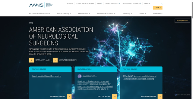 Security scan screenshot of https://aans.org