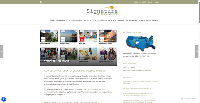Security scan screenshot of https://www.signaturecollegecounseling.com/what-is-the-ucas/