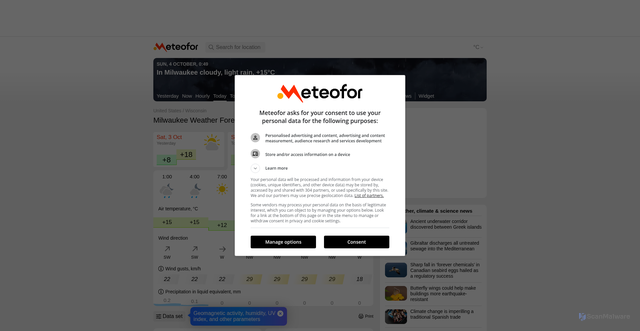 Security scan screenshot of https://meteofor.com/weather-milwaukee-7243/