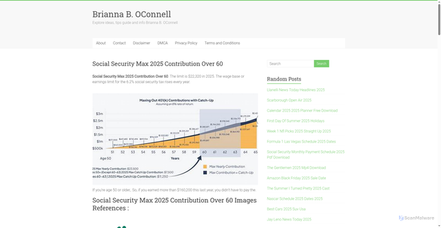 Security scan screenshot of https://briannaoconnellb.pages.dev/yqozm-social-security-max-2025-contribution-over-60-plcdq/