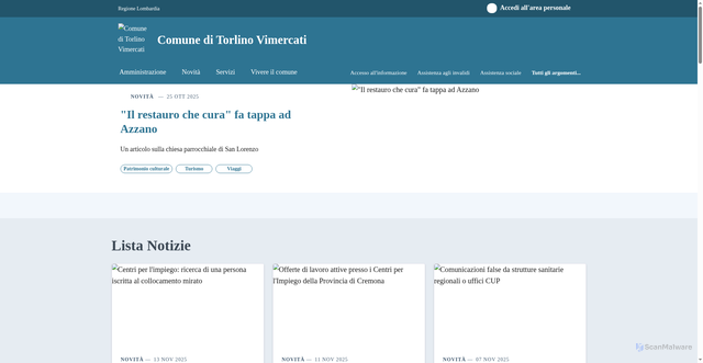 Security scan screenshot of https://comune.torlinovimercati.cr.it/