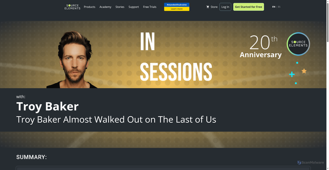 Security scan screenshot of https://www.source-elements.com/sessions/in-sessions-troy-baker-almost-walked-out-on-the-last-of-us/