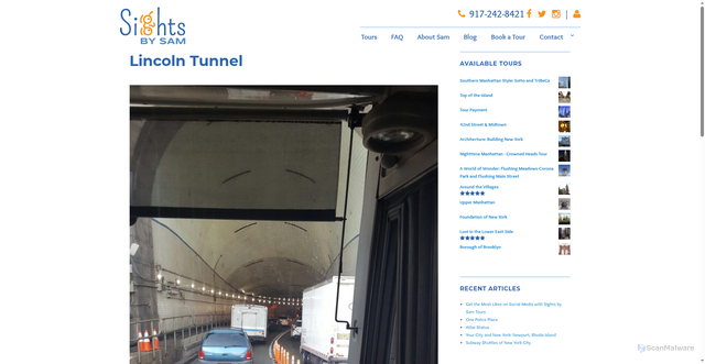 Security scan screenshot of https://sightsbysam.com/lincoln-tunnel/