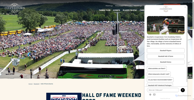 Security scan screenshot of https://www.thisiscooperstown.com/baseball/hall-of-fame-events/