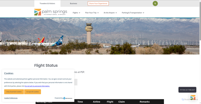 Security scan screenshot of https://flypsp.com/flight-status/