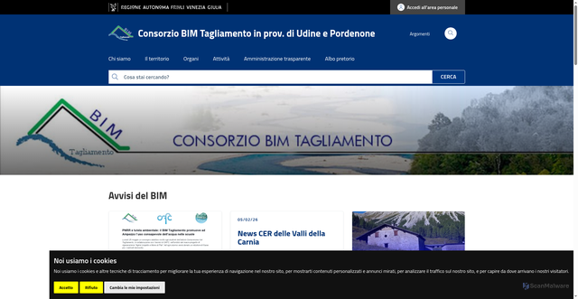 Security scan screenshot of https://www.bimtagliamento.it/