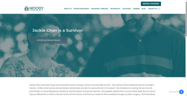 Security scan screenshot of https://www.moodyneuro.org/jackie-chan-is-a-survivor/