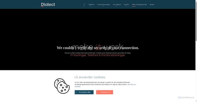 Security scan screenshot of https://Dialect.se
