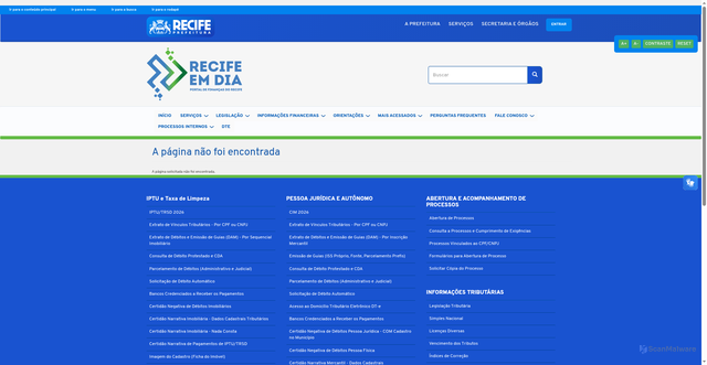 Security scan screenshot of https://recifeemdia.recife.pe.gov.br/Brasilia/estat%C3%ADsticas-de-atl%C3%A9tico-mg-x-bragantino.html