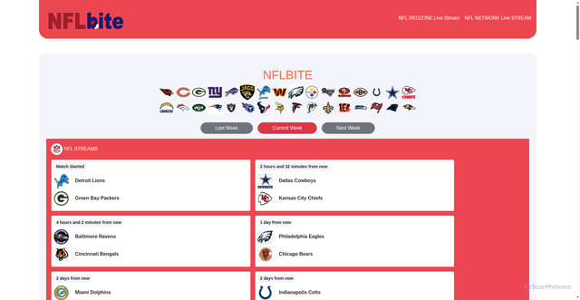 Security scan screenshot of https://nfl.footybite.to/