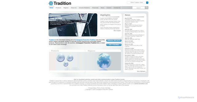 Security scan screenshot of https://tradition.com